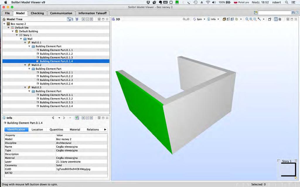 10. BIM - faza projektowa (5D) Kalkulacja kosztów definicja bazy cenowej elementów budowlanych (parametry IFC) eksport struktur złożonych do modelu reprezentacji (IFC) z rozbiciem na komponenty