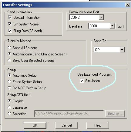 6. Symulacja Gdy nie posiadamy fizycznego połączenia ze sterownikami możemy wykonać symulację pracy urządzenia w pakiecie GP PRO/PB III for Windows.