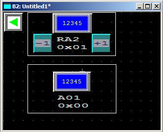 Rysunek 47: Adres w kontrolce dla zmiennej TB2 b) Drugi ekran z kontrolkami ustawiania rejestru RA2 oraz odczytu