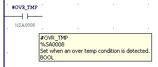 10. Kontrola temperatury w CMU lub NIU. Zmienna systemowa #OVR_TMP ma adres %SA8. Wartość logiczna 1 tej zmiennej sygnalizuje przekroczenie temperatury 58ºC przez jednostkę CMU lub NIU.