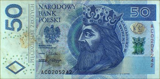 banknotu, nie nadają się do obiegu. Emisja 1994 Emisja 2012 3) Napis, nadruk, rysunek Sortowanie według tego kryterium (w zakresie wykrywania napisów, nadruków oraz rysunków) nie jest obowiązkowe.