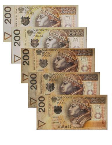 Dziennik Urzędowy Narodowego Banku Polskiego 19 Poz. 11 Wartość nominalna 200 zł 1 2 3 4 5 3. Wizualizacje zabrudzeń banknotów emisji 2012 r.