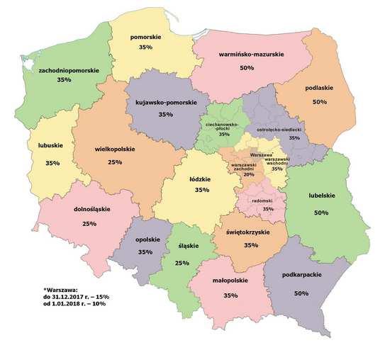 Mapa pomocy regionalnej intensywność pomocy