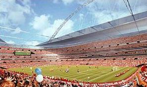 Przekrycie stadionu Nowy Wembley (Anglia) Należy do największych i najnowocześniejszych stadionów