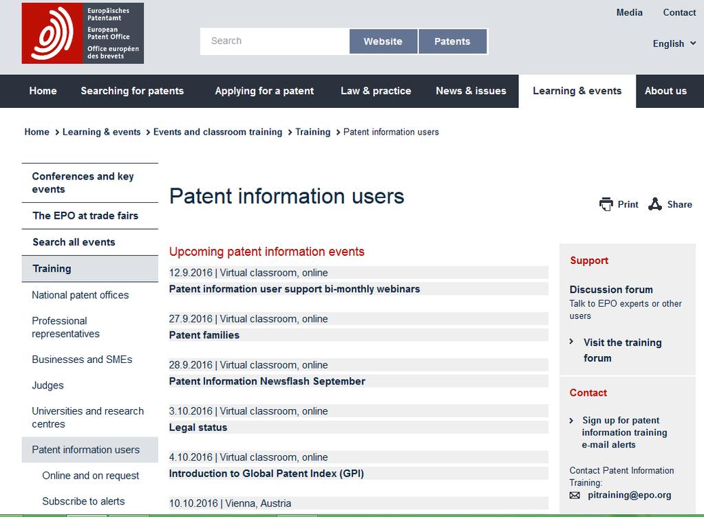 Szkolenia z informacji patentowej - EPO http://www.epo.