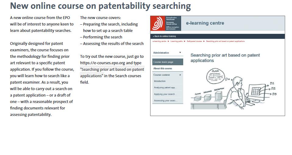 Szkolenia z informacji patentowej - EPO E-Learning Centre of the European Patent