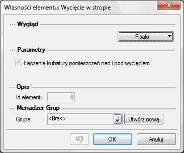 Strop OTWÓR W STROPIE Wprowadzanie otworu w stropie Do stropu znajdującego się w projekcie istnieje możliwość wprowadzenia dowolnego otworu.