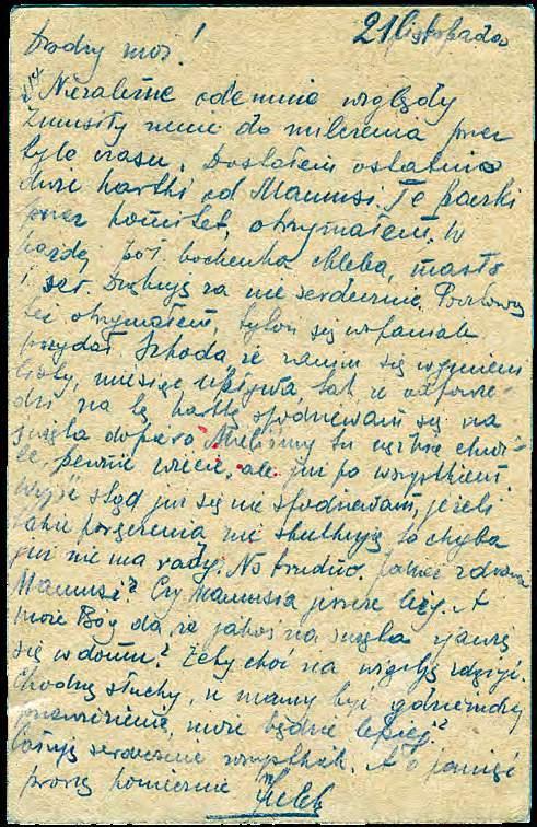 Jedna z kart pocztowych wysłanych pod koniec listopada 1917 r.