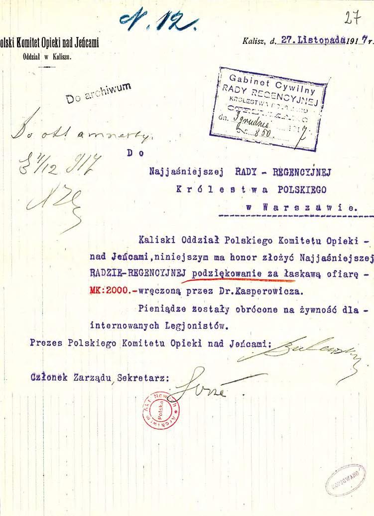 370 Materiały źródłowe do dziejów legionistów internowanych w Szczypiornie w 1917 r. 8.