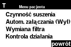 Przycisk powrót można wybrać również pokrętłem. Aby potwierdzić wybór, należy wtedy nacisnąć pokrętło.