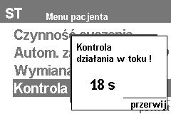 Jeśli podczas kontroli działania zostanie wykryty błąd, to na wyświetlaczu pojawi się komunikat Dane czujnika przepływu niewiarygodne!