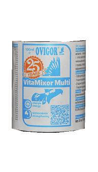 Zawartość: 100 ml Zalecane stosowanie: 5 ml / 1 litr wody loty 1 x w tygodniu, parowanie 3 x w tygodniu. VitaMixor Multi Multiwitaminowy preparat dla gołębi.