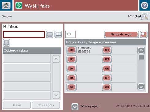 Wysyłanie faksów przy użyciu numerów z książki adresowej faksu Funkcja książki adresowej umożliwia przechowywanie numerów faksów w urządzeniu.