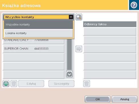 3. Wybierz źródłową książkę adresową faksu z menu