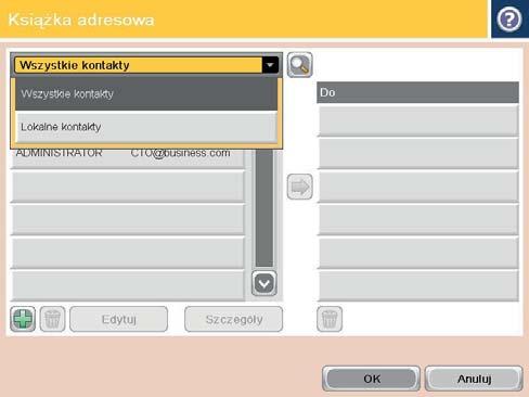 2. Na ekranie głównym panelu sterowania urządzenia dotknij przycisku E-mail. UWAGA: Po wyświetleniu monitu podaj nazwę użytkownika i hasło. 3.