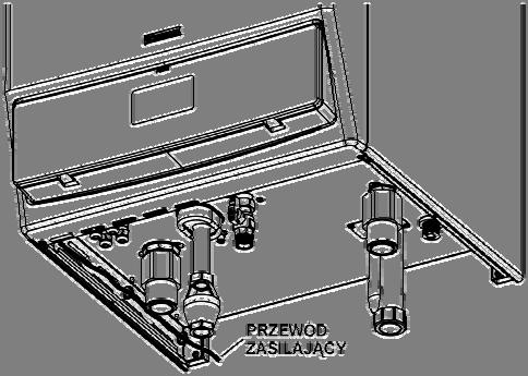 LEGENDA: 1 Bezpiecznik 2AF 2 Zasilanie 230V 50 Hz 3 Pompa obiegowa zewnętrzna (OPCJA) max 1A 4 Sonda zewnętrzna (OPCJA) 5 Termoregulator kaskadowo-strefowy; Sterownik do