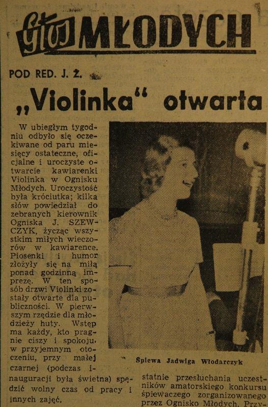 Rok 1960 cała historia muzyczna i klubowa Nowej Huty VIOLINKA, (czasem zwana JEDYNKĄ) otwarta!!! Usytuowana na os.