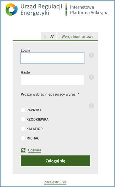 5. Logowanie 1) Po zarejestrowaniu konta Użytkownik może zalogować się na swoje konto wpisując login i hasło podane w formularzu rejestracyjnym oraz klikając przycisk Zaloguj się.