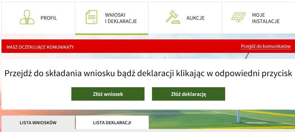 Zielony kolor oznacza akceptację działań prowadzonych w IPA przez Użytkownika, np. akceptację deklaracji lub wniosku, możliwość złożenia sprawozdania, bądź wygranie aukcji.