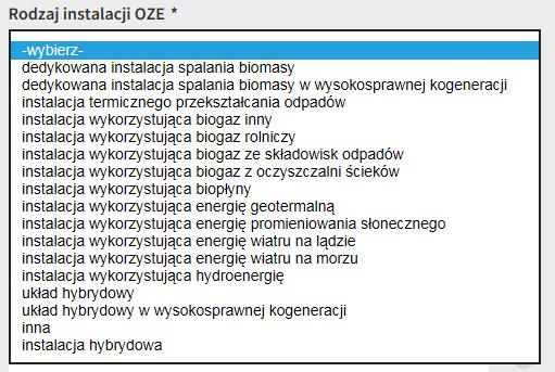 Wytwórca może wprowadzić dane dla instalacji składowych, których jeszcze nie ma w IPA lub wybrać instalacje nowe z listy swoich instalacji utworzonych na