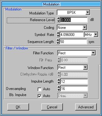 Sequence Length długość sekwencji bitów liczba symboli w analizowanym sygnale; wartość zadana przez prowadzącego ćwiczenie, Filter Function funkcja filtru nadajnika; w ćwiczeniu wykorzystane będą dwa