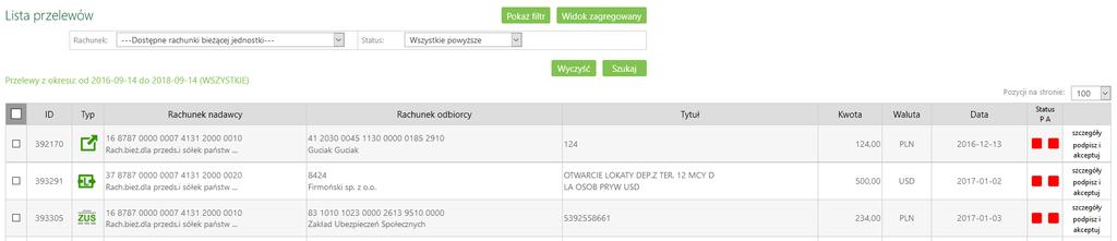 8. Przelewy Serwis umożliwia następujące operacje związane z przelewami: Tworzenie przelewów krajowych: dowolnych oraz dedykowanych (do ZUS, podatkowych); Tworzenie przelewów dewizowych; Import