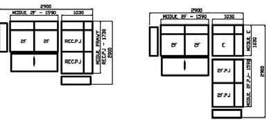 PJ] 30 narożnik modułowy [2F E REC.PJ] szer. 281(220)/gł.