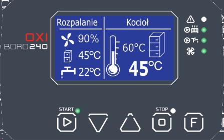 zadanej (w dół) Dioda sygnalizująca pracę regulatora Przycisk włączający regulator ( START) ź AWARIA - Dioda sygnalizuje awarię np.