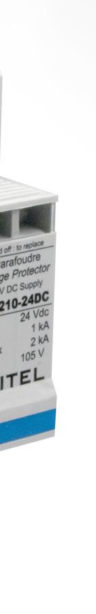 sygnalizacja uszkodzenia Wtykowy moduł ochronny DS21024D DS210 xxx D Napięcie znamionowe 2 chronione bieguny +(+) () + 67 18 LED V: Warystor : Zabezpieczenie termiczne : Termiczne urządzenie