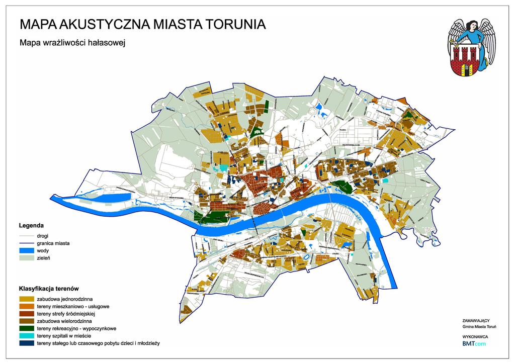 PROGRAM OCHRONY ŚRODOWISKA PRZED HAŁASEM DLA MIASTA TORUNIA Rysunek 6: Mapa