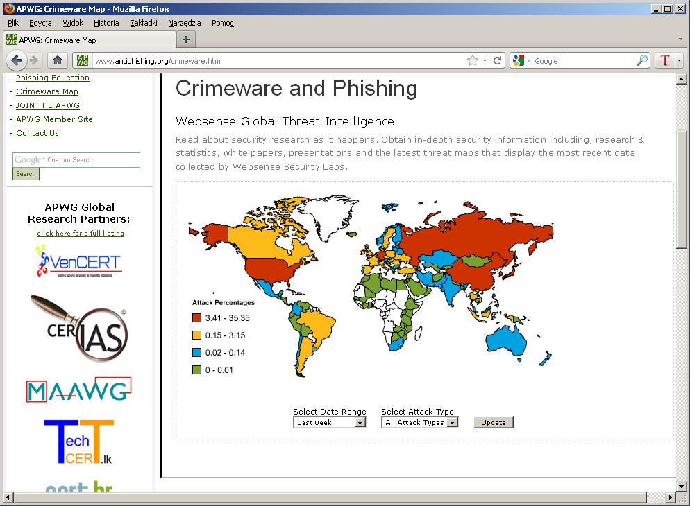 Rys. 1 Mapa ataków (oszustw) w poszczególnych krajach Oszuści stosują coraz bardziej wyrafinowane techniki, np.