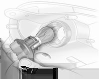 112 Pielęgnacja samochodu 2. Lekko wcisnąć żarówkę w gniazdo, obrócić w lewo, wyciągnąć, a następnie zamocować nową żarówkę. 3.
