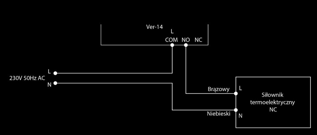 VER-15 Schemat podłączeniowy blokowy VER-15 UWAGA Regulator jest zasilany bateryjnie - okresowo należy sprawdzać stan baterii. Baterie powinny być wymieniane co najmniej raz na sezon.