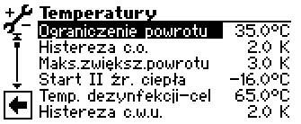 Przykład: Ogrzewanie podłogowe, dopuszczalny przedział temperatur od 20 C do