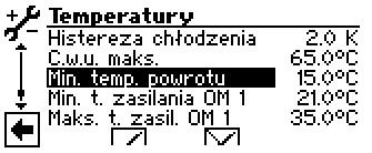 parametry Ograniczenie powrotu i Minimalna temperatura powrotu : Zastrzegamy