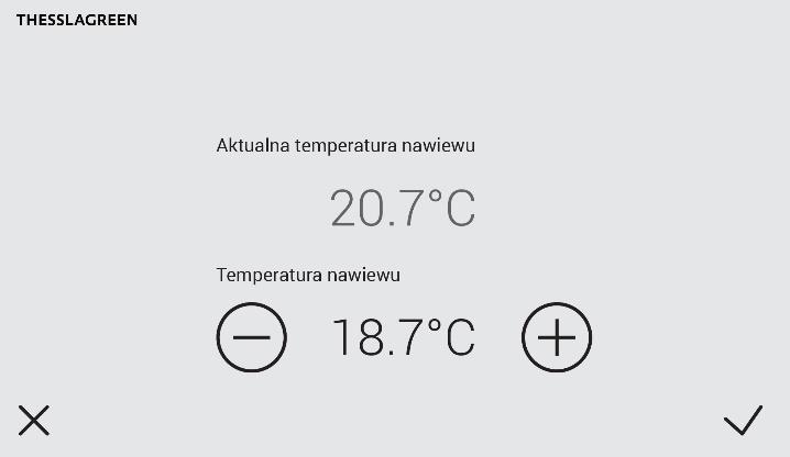 9. Zmiana nastawy temperatury nawiewu Instalacja wentylacji mechanicznej budynku wyposażona w nagrzewnicę lub chłodnicę kanałową współpracującą z systemem sterowania GT daje użytkownikowi możliwość