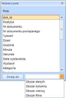 obszar etykiet i wybranie z menu podręcznego Ukryj (usuwa wybraną etykietę) (rys 25) lub Pokarz pola (wyświetla okno wyboru