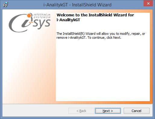 Przygotowanie programu do pracy 2.1. Instalacja Instalacja programu polega na uruchomieniu pliku Setup_i-AnalitykGT.exe. Po uruchomieniu instalatora (Rys.