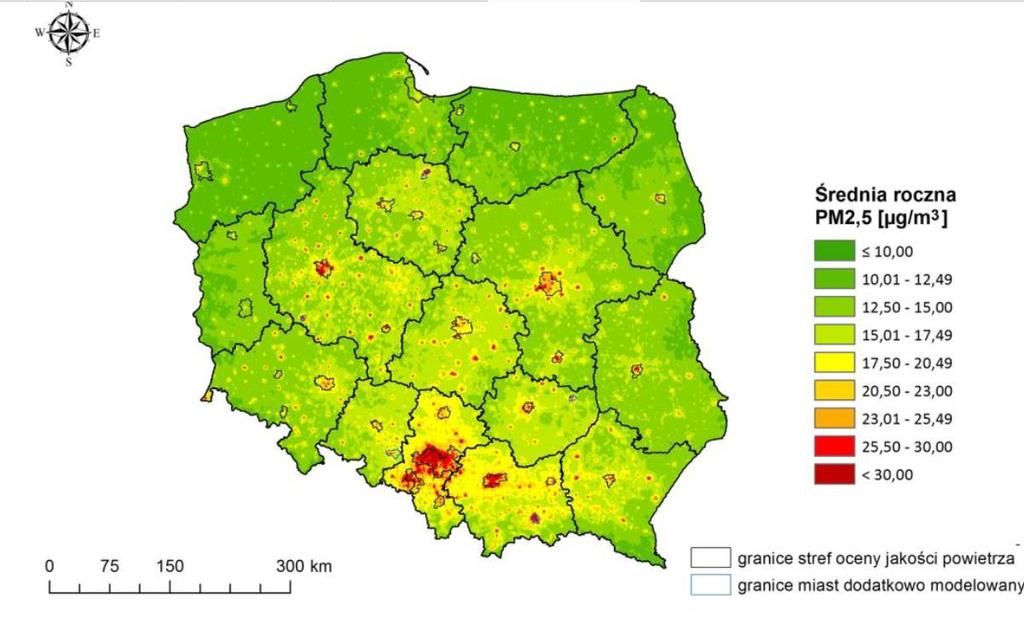 Mapa zanieczyszczeń PM2.