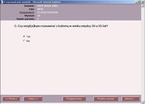 Praca ankietera wspomagana aplikacją CATI-SUPPORT zmniejsza możliwość pomyłek, gdyż program na bieżąco kontroluje logiczną poprawność wprowadzanych odpowiedzi oraz w zależności od udzielanych przez