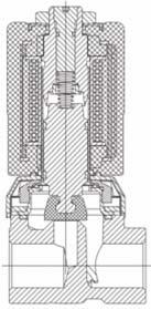 Zawór sterowany elektromagnetycznie; bezpośredniego działania; proporcjonalny Typ 6024 2/2-drogowy; G 1/2 G 3/4; 0 0,7 bar Sposób działania A w stanie beznapięciowym zamknięty 6024 Zawór sterowany