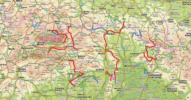 Obrázok 9 Navrhované cezhraničné cyklotrasy / existujúce trasy / navrhované prepojenia Slovensko Poľské pohraničie Tatry V regióne sa nachádzajú 3 cezhraničné cyklotrasy Trasa 01 červená