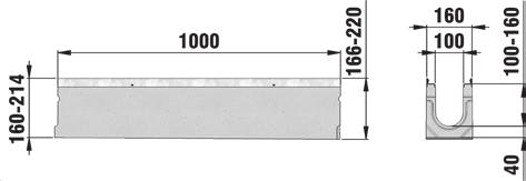 FASERFIX KS 100 FASERFIX KS 100, korytka ze spadkiem 0,6% typ 1 Pow. przekroju poprzecz. cm2 stal nierdz.