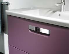 Forma umywalki, która tworzy harmonijną bryłę wraz szafką podumywalkową to minimalizm w połączeniu z