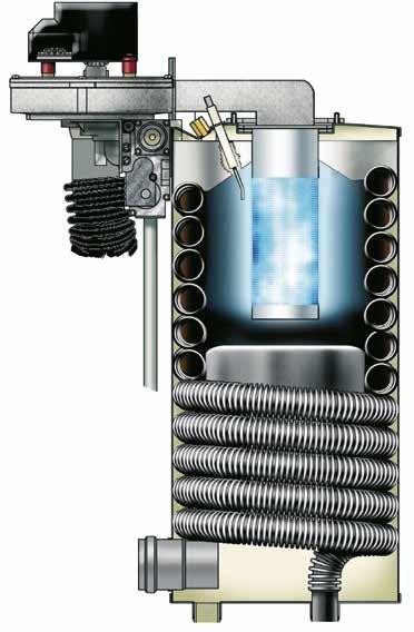 TECHNOLOGIA Technologia kondensacji Kocioł POWER X 50 R.S.I. wyposażony jest w wymiennik posiadający dużą powierzchnię wymiany ciepła i charakteryzujący się doskonałą odpornością na korozję.