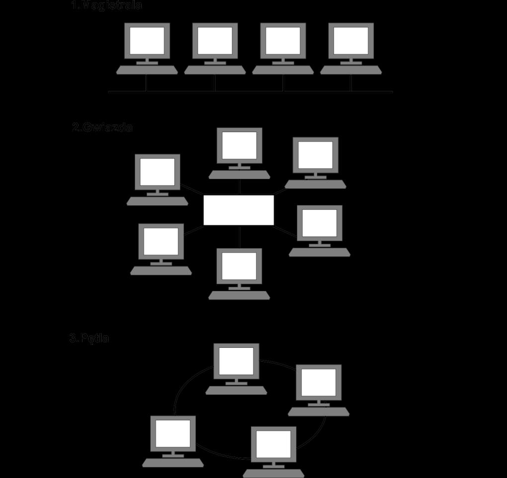 E-zarządzanie pojęcia i elementy Rysunek III.4. Typowe powiązania komputerów w sieci Źródło: opracowanie własne.