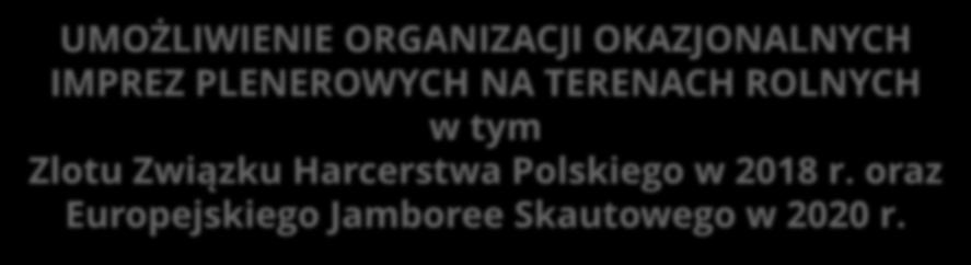 Polskiego w 2018 r. oraz Europejskiego Jamboree Skautowego w 2020 r.