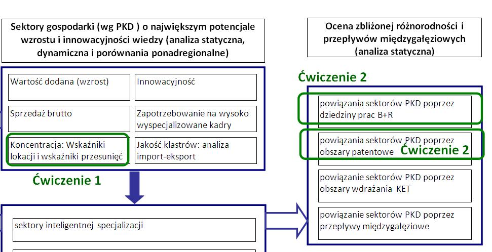 II. Sformułowanie hipotezy specjalizacji poprzez określenie głównych powiązań wytypowanego sektora PKD z