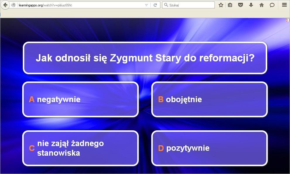 na stronie WWW, dowolnej platformie edukacyjnej (np. Moodle), wkleić na forum lub wysłać w treści wiadomości e-mail. Ten link wyświetli się w oknie LearningApps z widocznymi elementami platformy (np.