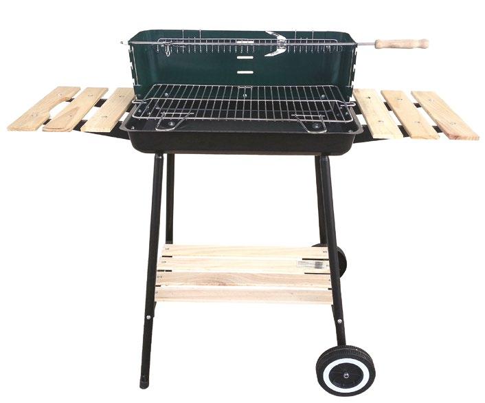 Grill MIR244 Grill MIR281 EN: 5908227361056 EN: 5908227361117 Grill węglowy prostokątny na kołach wymiary całkowite 86x36x82 cm ruszt główny 29x48 cm, podgrzewacz 8x46